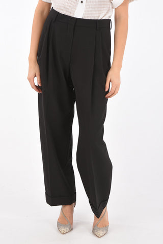 Pantaloni wide leg con dobbia pince
