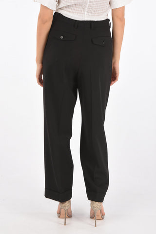 Pantaloni wide leg con dobbia pince