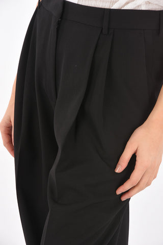 Pantaloni wide leg con dobbia pince