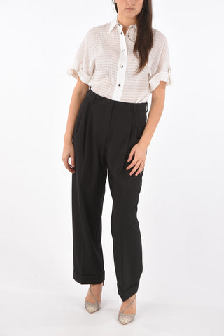 Pantaloni wide leg con dobbia pince