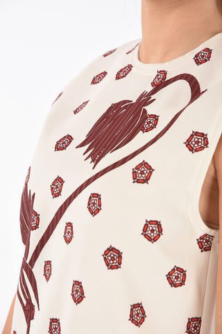 Sleeveless Floral Motif Dress