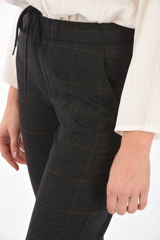 Pantaloni con Elastico in Vita e Fantasia Graph Check