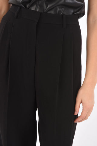 Pantaloni Crepe a Vita Alta a Doppia Pince