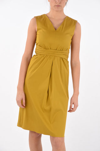 V Neck ESTREMO Cotton Midi Dress