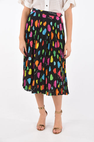 High-rise Pleated Longuette with ARCHIVE HEARTS Print