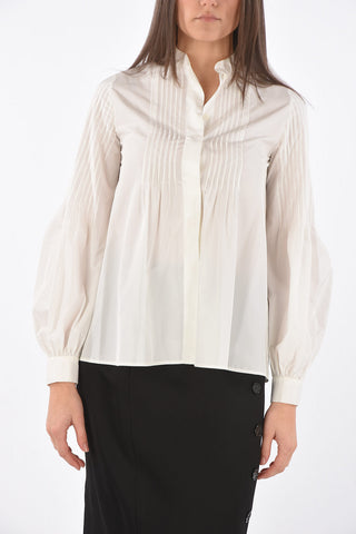 Camicia con collo alla coreana e maniche bishop