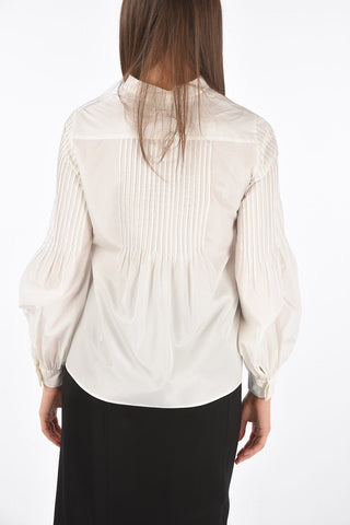 Camicia con collo alla coreana e maniche bishop