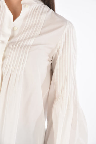 Camicia con collo alla coreana e maniche bishop