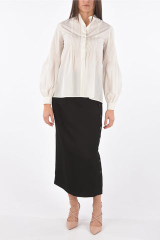 Camicia con collo alla coreana e maniche bishop