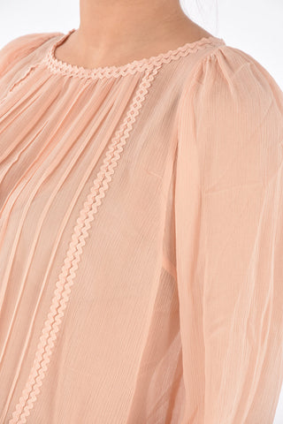 SEE BY Silk Blend Tuxedo Shirt Dress with Drawstring
