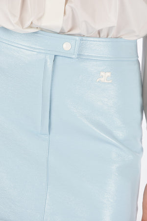 Faux Leather Miniskirt with Logo Patch