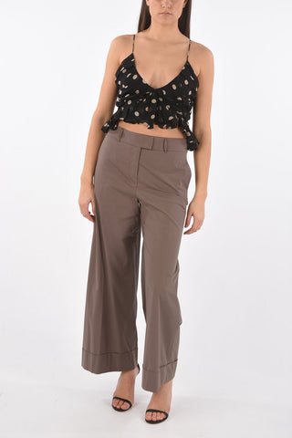 Sleeveless dot print silk top