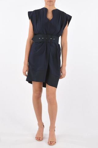Silk Midi Dress with Maxi Belt