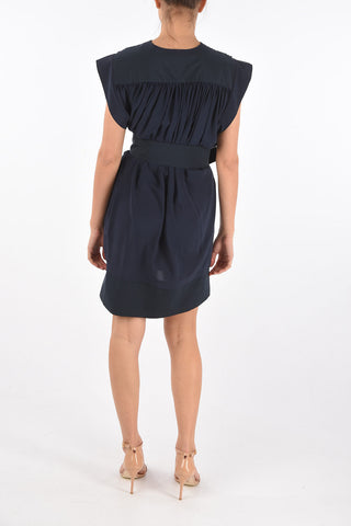 Silk Midi Dress with Maxi Belt