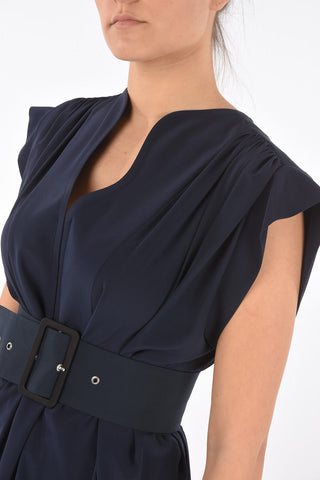Silk Midi Dress with Maxi Belt