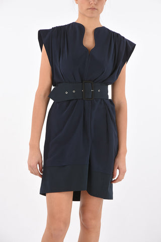 Silk Midi Dress with Maxi Belt