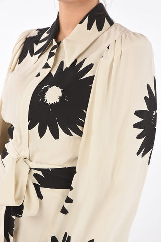 Front Zipped Floral Patterned Jumpsuit