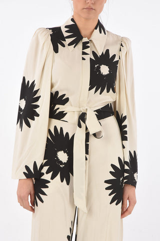 Front Zipped Floral Patterned Jumpsuit