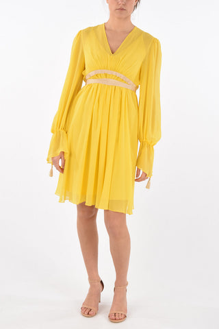 V Neck Silk DEMIEN Midi Dress
