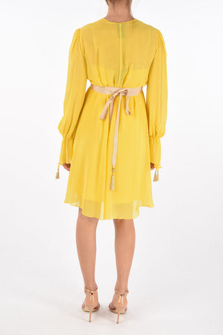 V Neck Silk DEMIEN Midi Dress