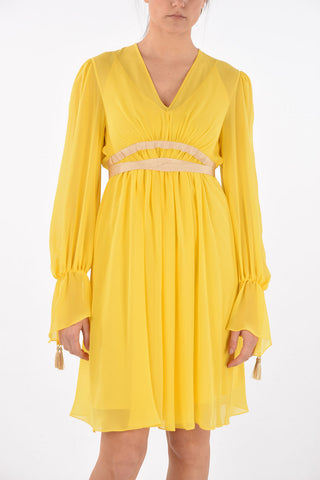 V Neck Silk DEMIEN Midi Dress
