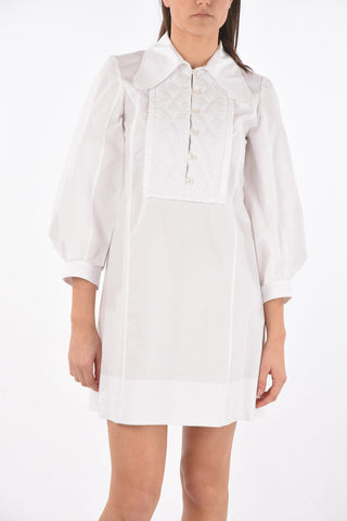 SEE BY Quilted Detail Tuxedo Shirt Dress