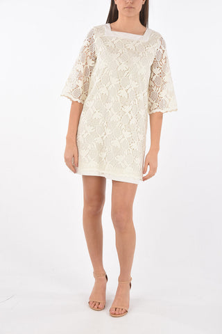 SEE BY Square Neckline Sangallo Midi Dress