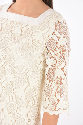SEE BY Square Neckline Sangallo Midi Dress