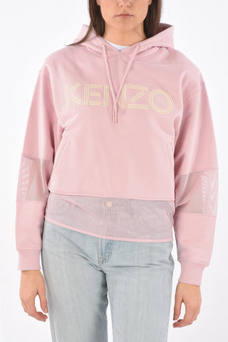Printed hoodie with mesh details