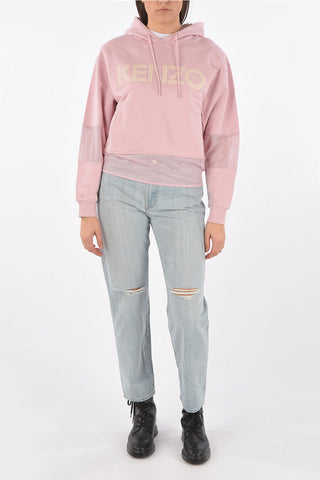 Printed hoodie with mesh details