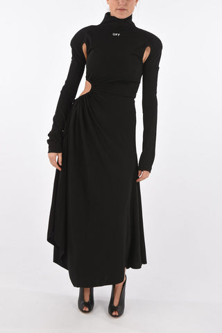 Vestito Lungo a Collo Alto METEOR con Dettagli Cut-out