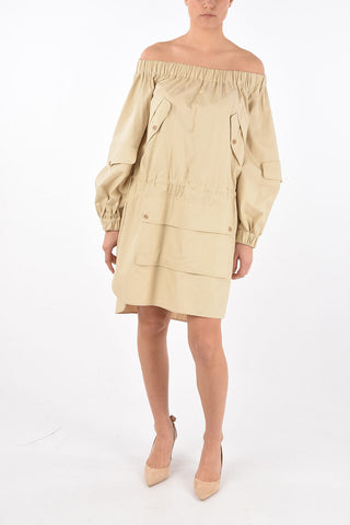 Off-Shoulder EMANUEL Multipocket Cotton Dress