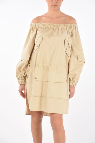 Off-Shoulder EMANUEL Multipocket Cotton Dress