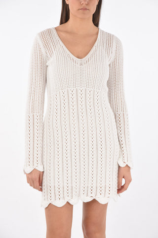 SEE BY Long-sleeved Openwork Fabric Dress