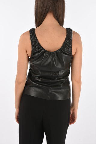 Vegan Leather YAEL Rouched Tank Top
