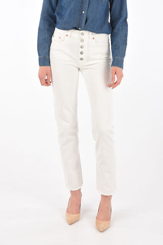 MM6 5 buttons straight jeans with frayed hem