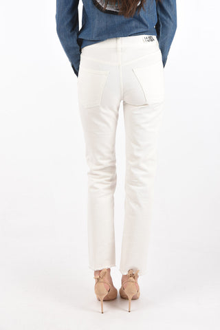 MM6 5 buttons straight jeans with frayed hem
