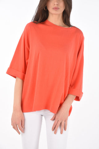 cotton and cashmere crew-neck sweater with sleeves cuffs