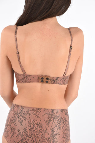 Floral patterned latex bustier bra