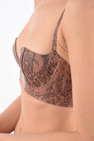 Floral patterned latex bustier bra