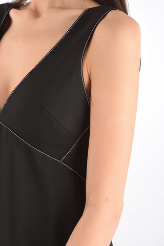Sleeveless Top RUMPLED PIQUE CAMI with Contrasting Stitching