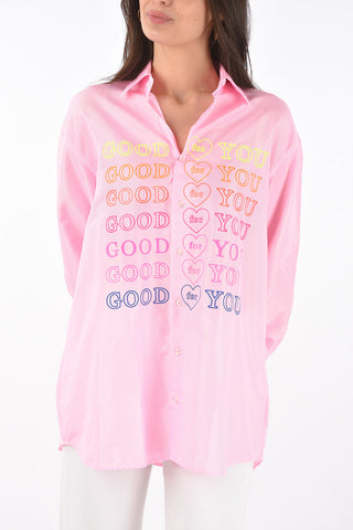 camicia a righe awning con stampa good for you frontale
