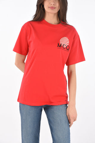 MCQ Printed Crewneck T-shirt with Embroidered Logo