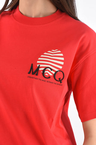 MCQ Printed Crewneck T-shirt with Embroidered Logo
