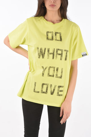 T-shirt girocollo AIRA BOYFRIEND fluo con stampa do what you love