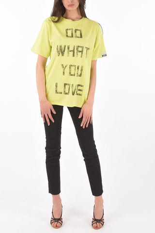T-shirt girocollo AIRA BOYFRIEND fluo con stampa do what you love