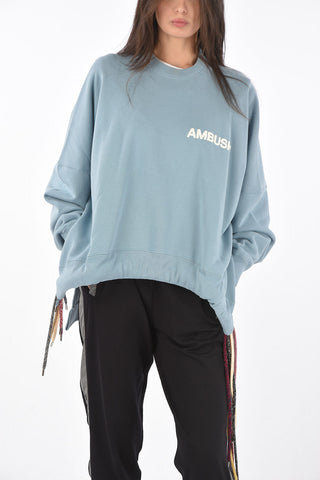 felpa girocollo oversized con multi lacci