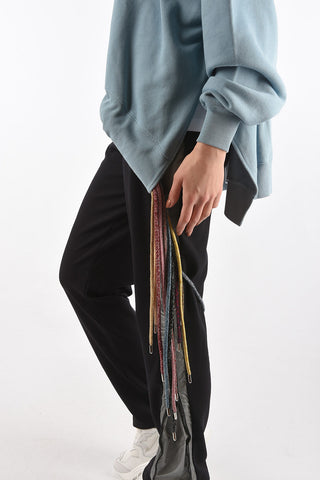 felpa girocollo oversized con multi lacci