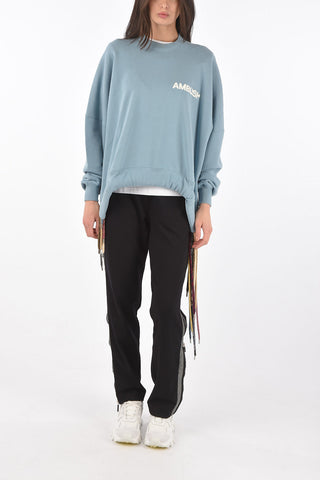 felpa girocollo oversized con multi lacci