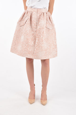 brocade high-rise waist below knee POWDER skirt